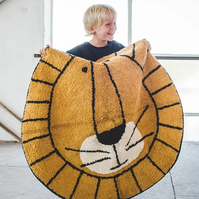 

Cute Cartoon Rugs For Bedroom Large Area Round Animal Floor Mat Home Children's Room Plush Carpet Fluffy Soft Baby Crawling Rug