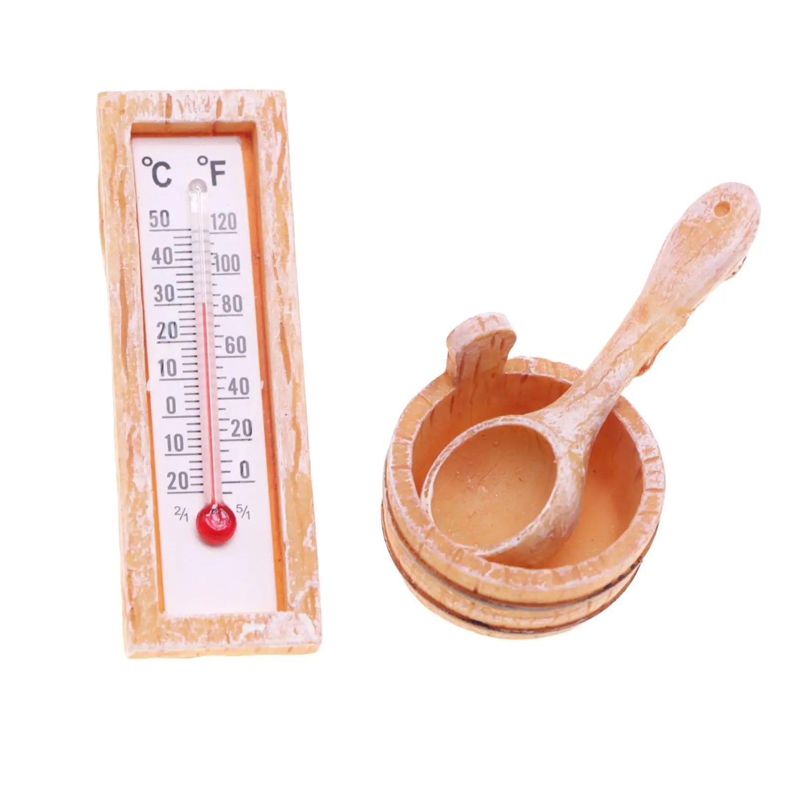 1:12 Accessori per bambole con canna da sauna per casa delle bambole, giocattoli in legno, mobili in miniatura, mini termometro di simulazione, per micro paesaggio