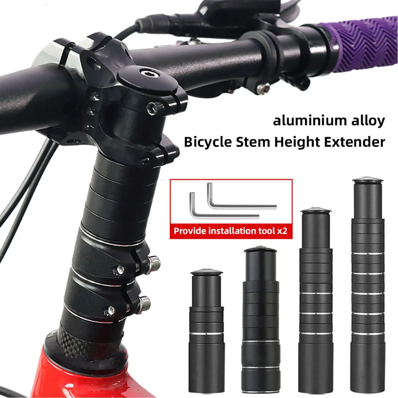 

Universal Aluminum Alloy Bicycle Handlebar Extension Riser Matte Finish Head Up Adaptor Easy Install for Mountain City Bike