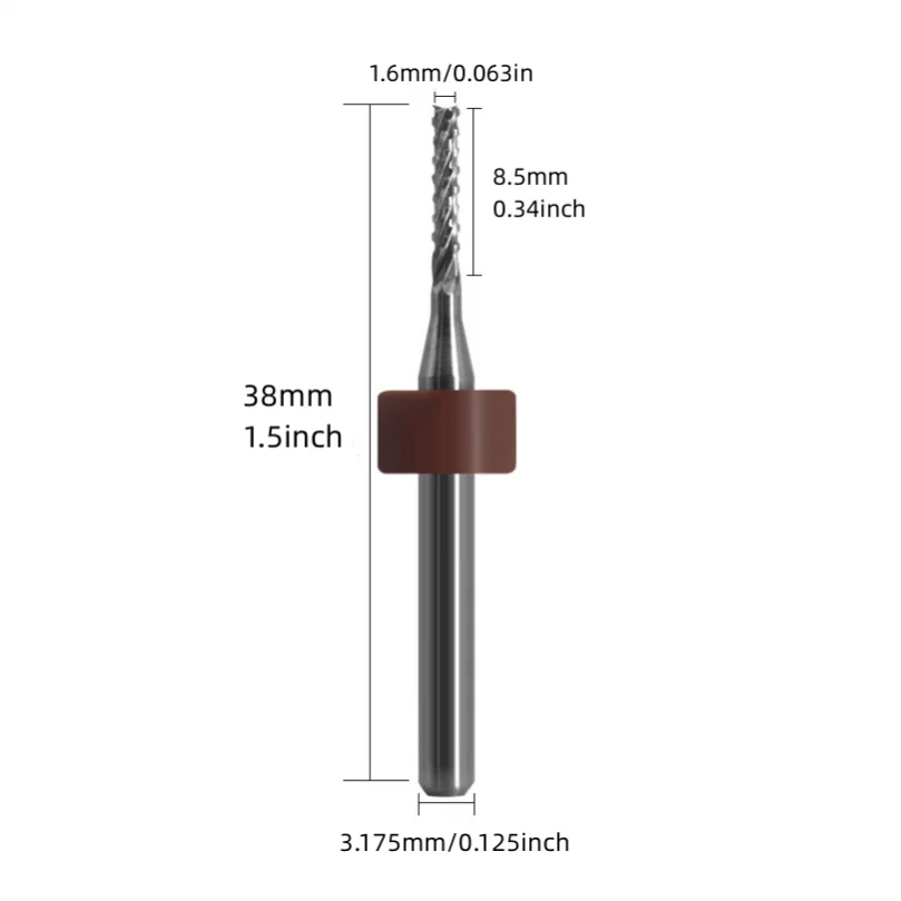 10pcs Tungsten Carbide End Mill Cutter Set for CNC Machinery Slivery Engraving Bits 0.5mm 1.5mm 1.6mm x 3.175mm