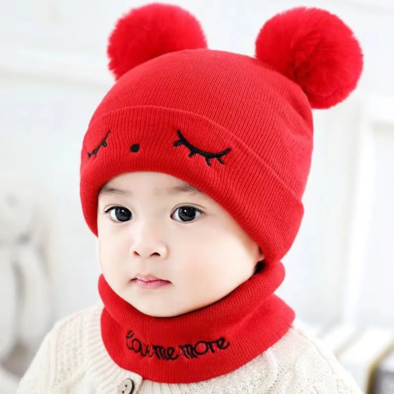 Cartoon Hat for Girls Boys Scarf Thickened Hat Winter Hat for Kids Newborn Baby Stuff Kids Hat Plus Wool Kids Hat