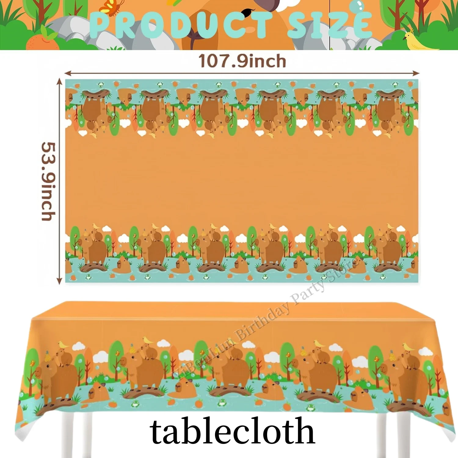 Capybara Geburtstag Tischdecke Geburtstag Fekoration Capybara Tischdecke Tischdecke Babyparty Capybara Geburtstag Mädchen Partygeschenke – Detail 3