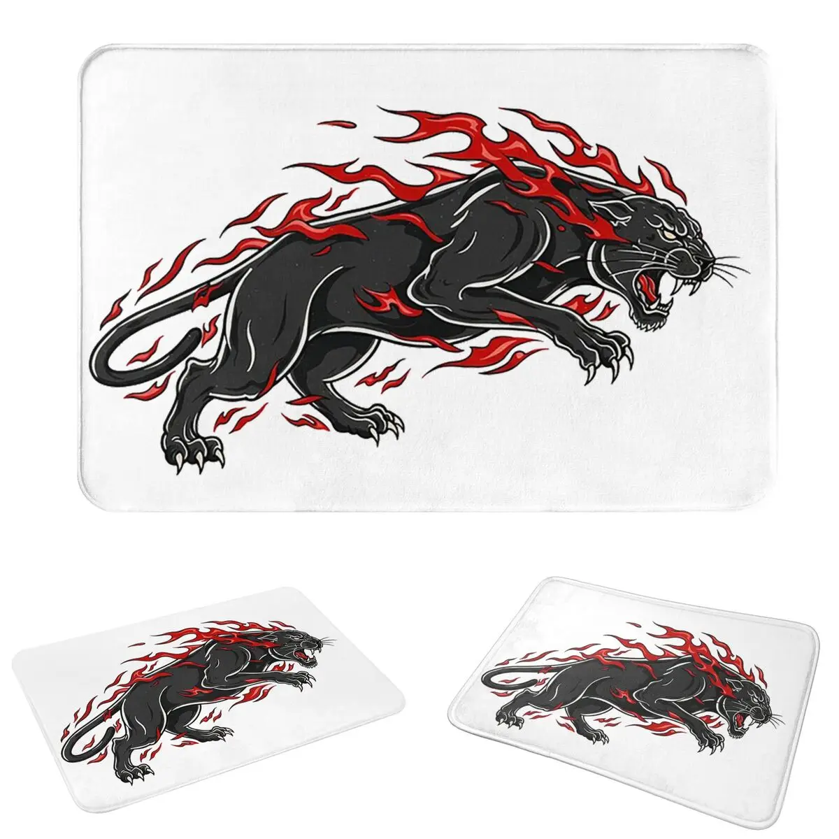 Fiery Panther Flaming Beast Non-slip Doormat Floor Mat Washable Carpet Rug for Kitchen Entrance Home Bathroom Footpad Mats