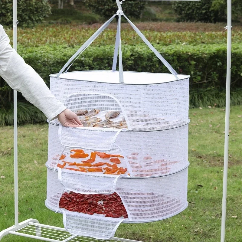 1-4 Layers Clothes Drying Nets Foldable Food Drying Net Dry Goods Fruit Vegetable Fish Dry Rack Clothes Doll Hanging Dryer