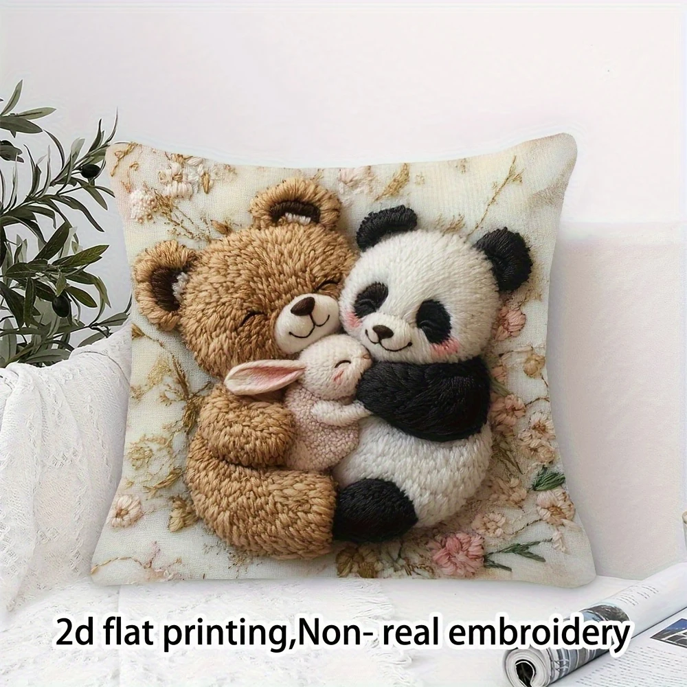 2D-Flat Cute Animal Hugging Throw Pillow Covers & Coastal Tropical Themed Cushion Cases Sofa chair cushion cover2D-Flat