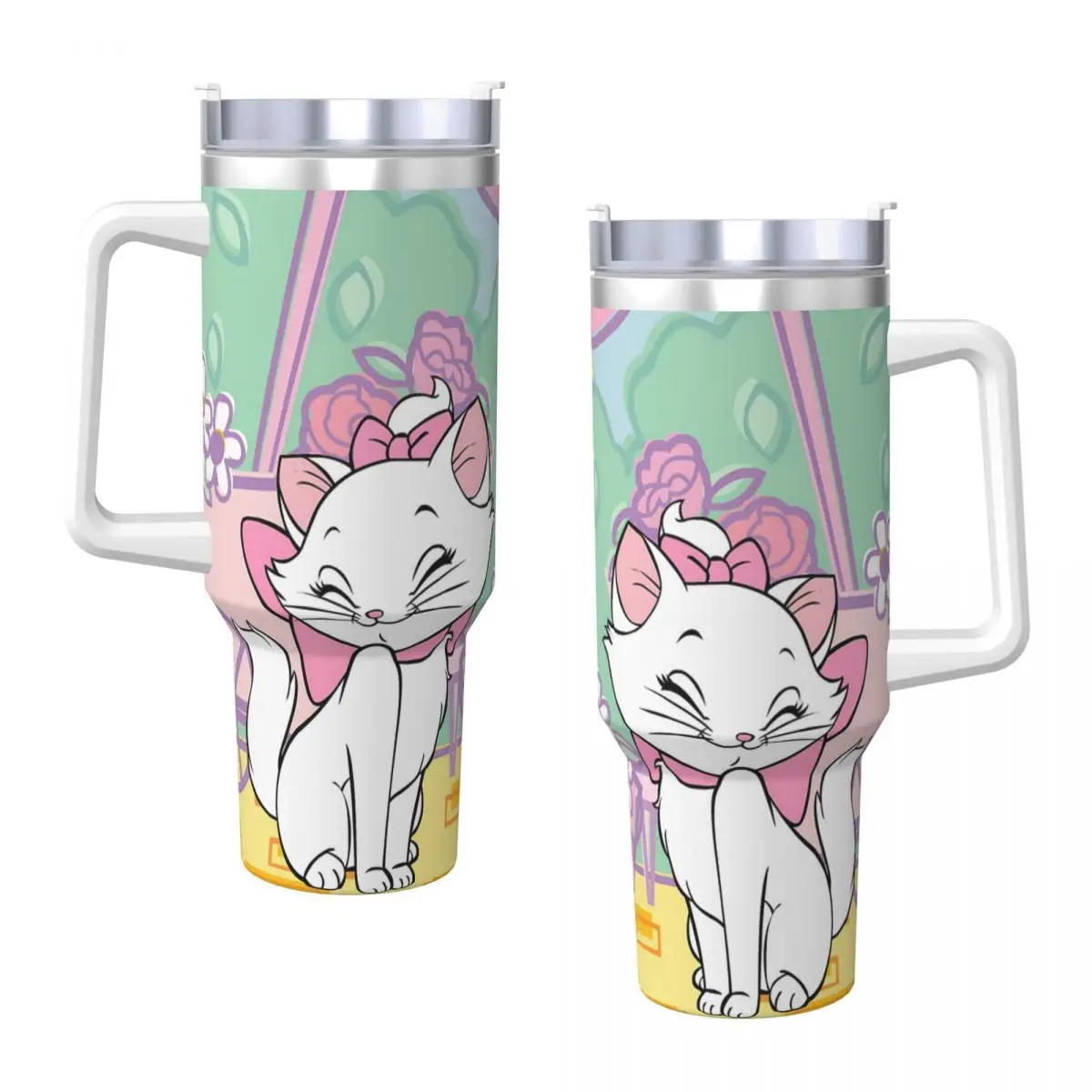 Marie Cat Tumbler Hot Drinks Water Bottle Keep Heat Stainless Steel Thermal Cups Custom DIY Driving Car Mugs