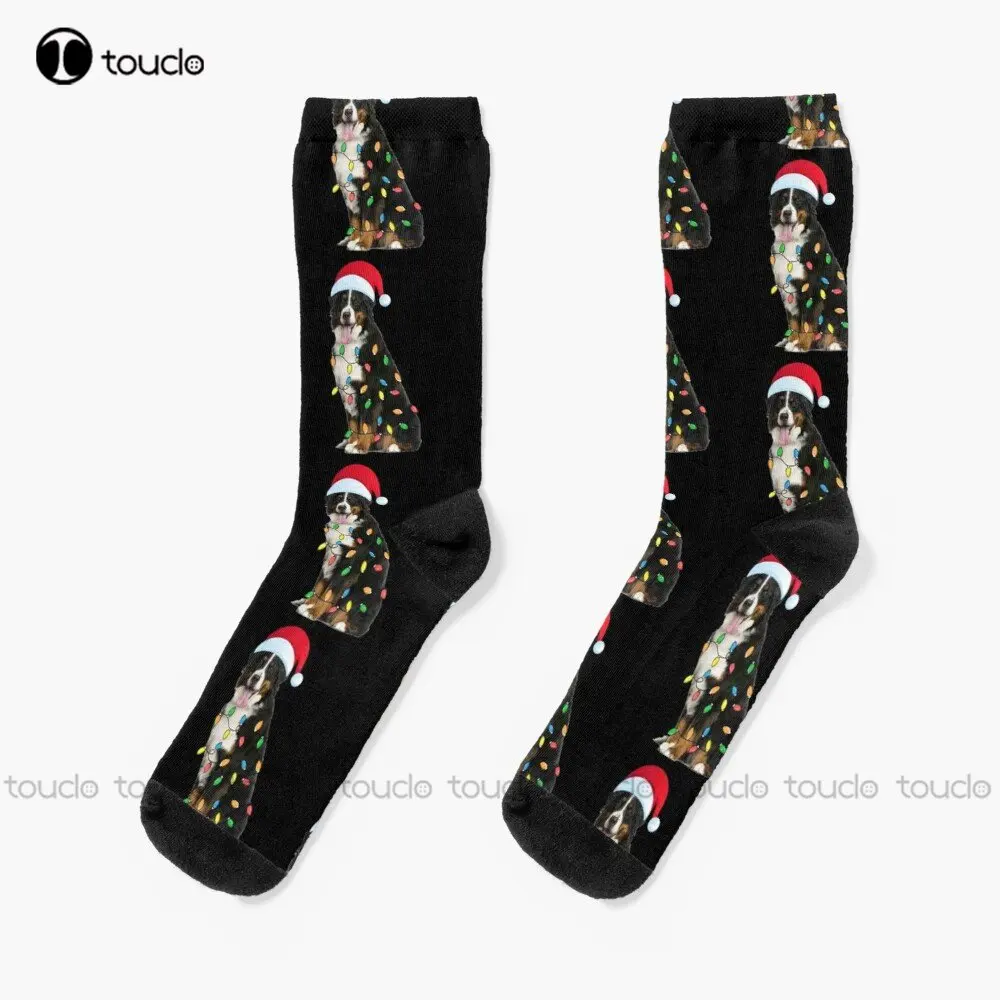 

Christmas Bernese Mountain Dog Socks Unning Socks Women Personalized Custom Unisex Adult Teen Youth Socks 360° Digital Print