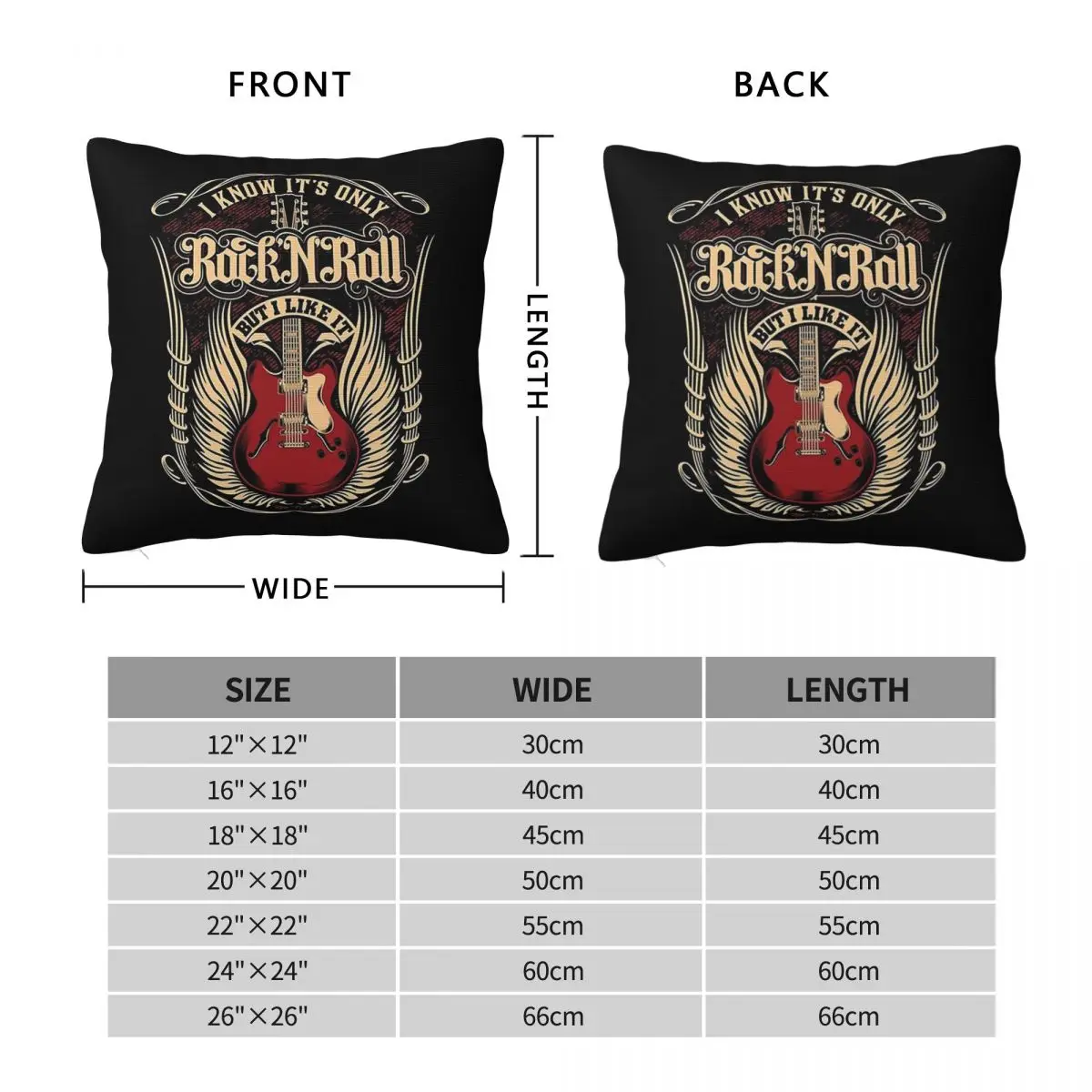 It's Only Rock 'n Roll Square Pillowcase Polyester Linen Velvet Creative Decorative Throw Pillow Case Home Cushion Case 45x45