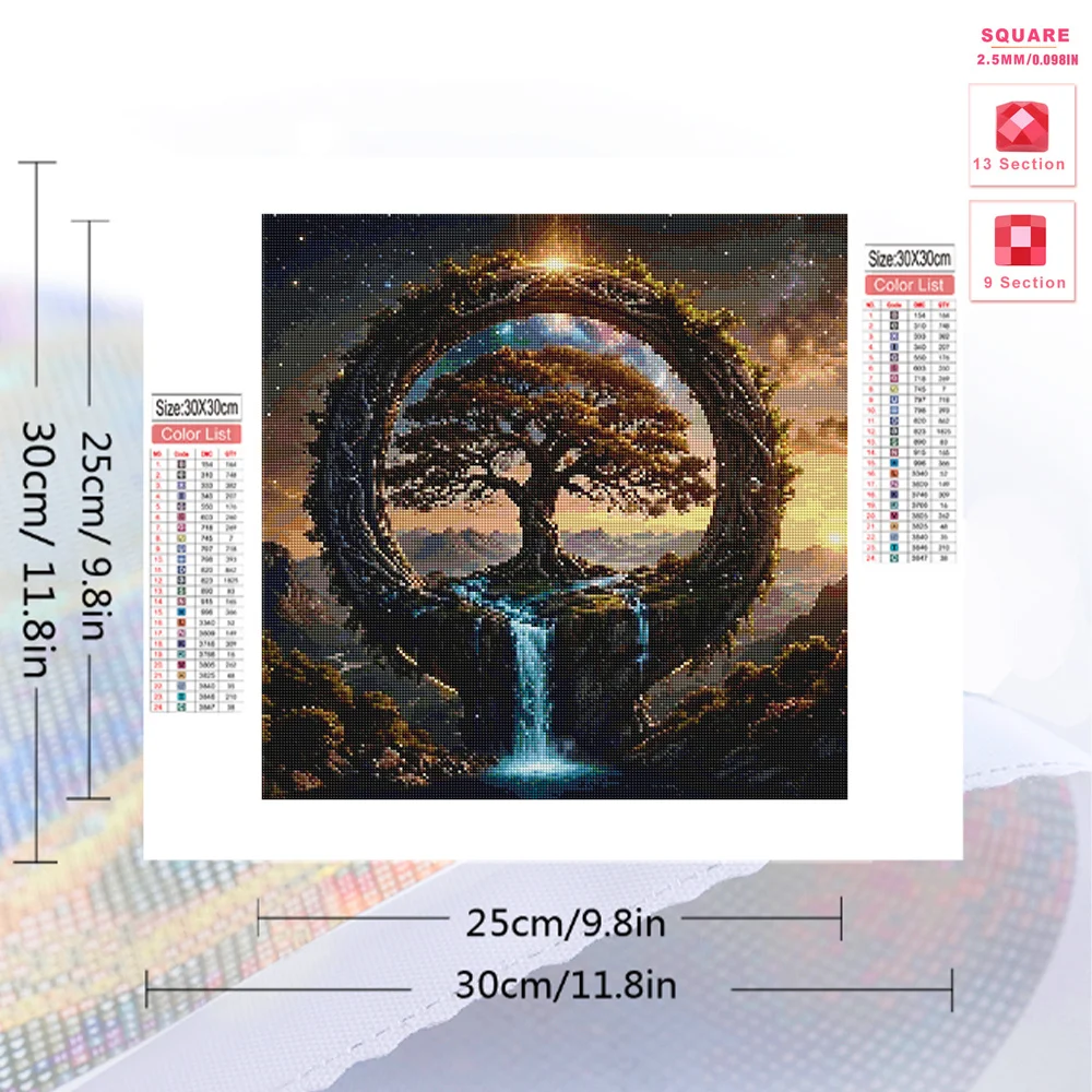 Huacan DIY Diamond Painting Landscape Waterfall Craft Kit Full Mosaic Scenery Tree Modern Home Decoration Handmade Holiday Gift