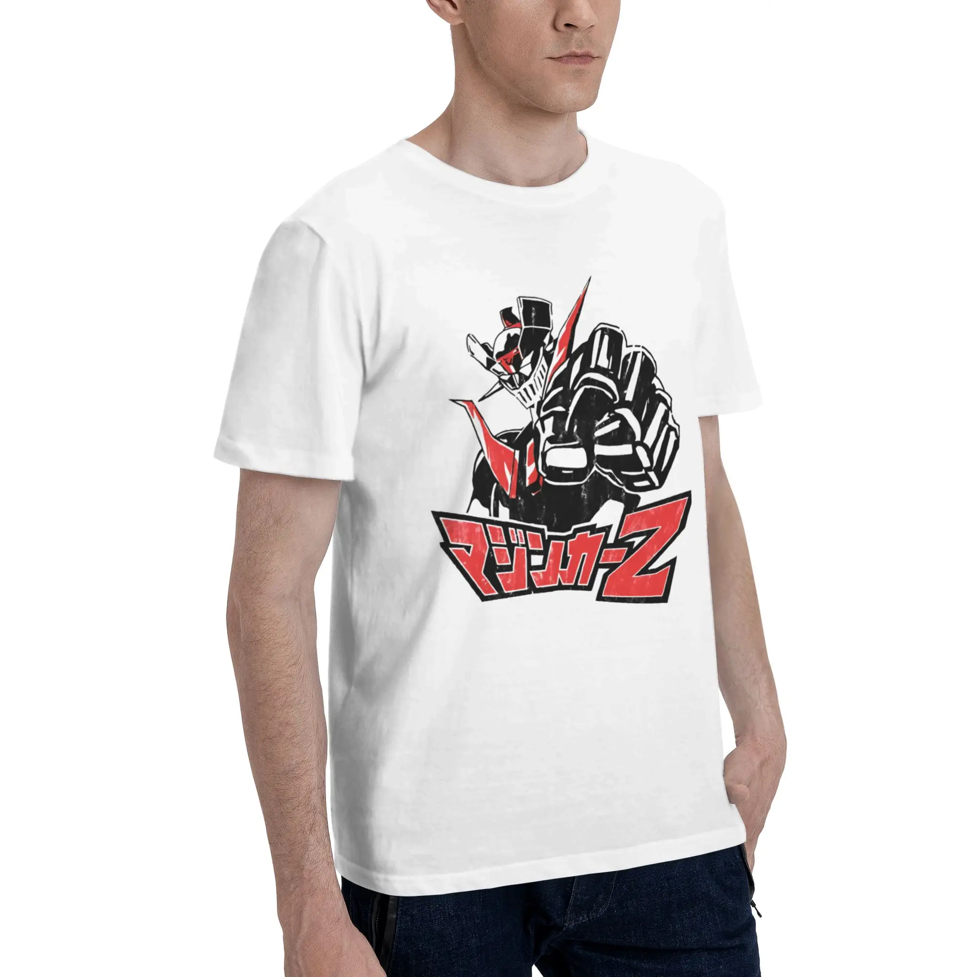 Mazinga Z Black and Red Men's T Shirts Mazinger Z Vintage Tees Short Sleeve Crewneck 100% Cotton Original Tops T-Shirt