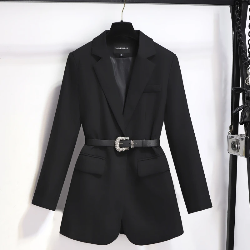 Black Coat Short Trench Coat Women Spring and Autumn New Small Senior Temperament Casual Waist Collection Suit