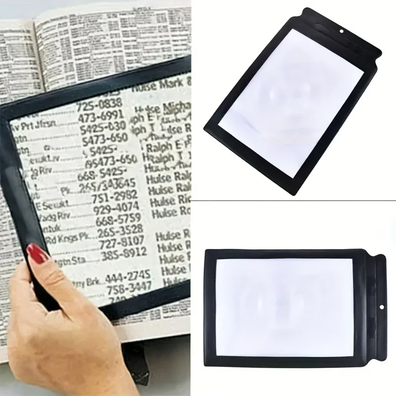 

2pcs Durable PVC Material 3X Large Page Magnifying Glass Handheld Full-View Reading Aid for Seniors