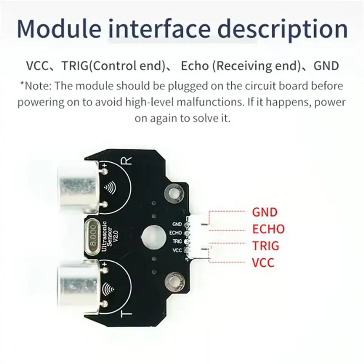 High- Horizontal Ultrasonic Sensor, Distance-Sensing Technology (XH2.54-4Pin Port) for DIY Smart Robot Car Kit