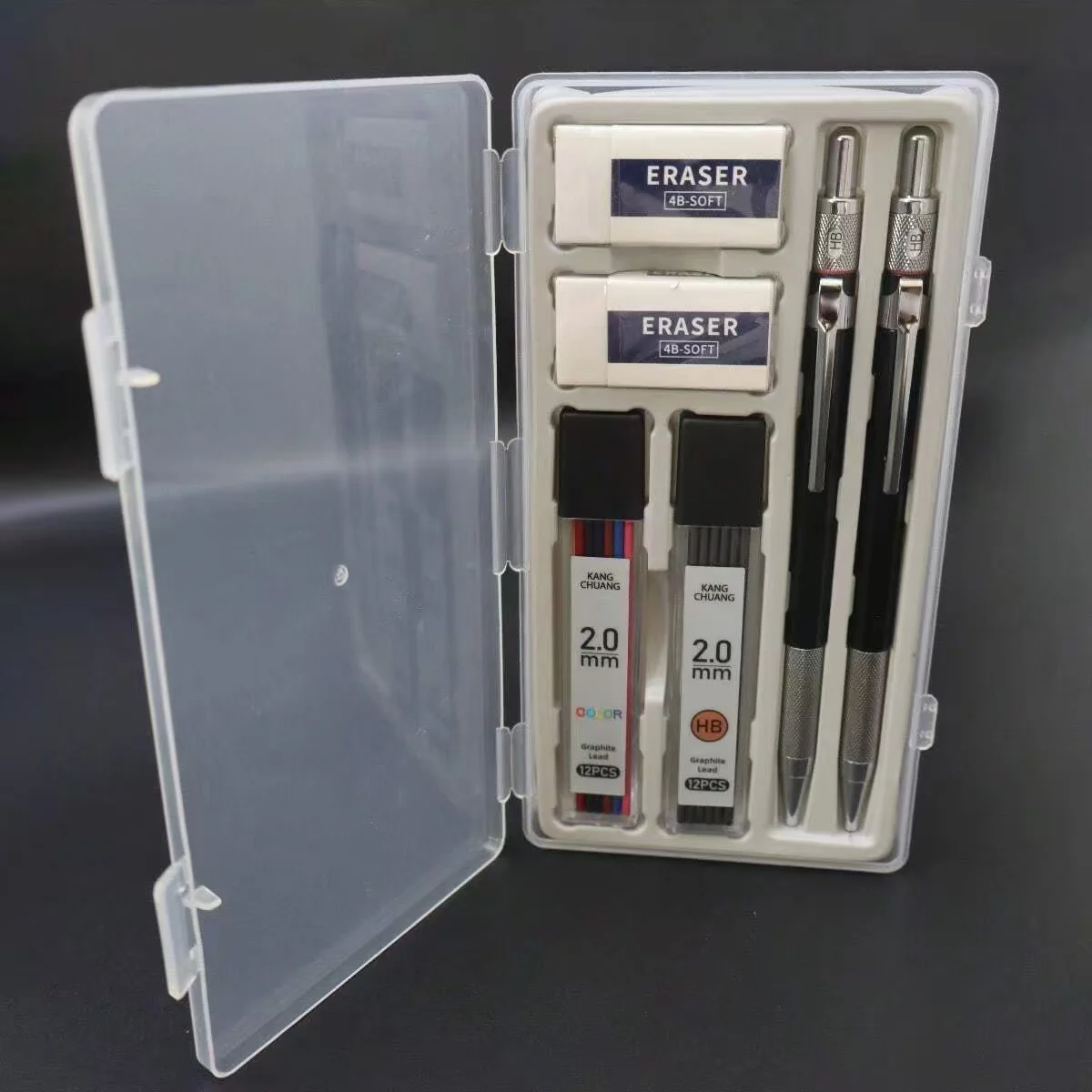 Professioneller automatischer Zeichenstift, Metall-Aktivstift-Set, Ersatzminensatz, 2,0-mm-Bleistiftmine, schwerer, professioneller Automatikstift mit niedrigem Schwerpunkt, durchgehende Minenführung,