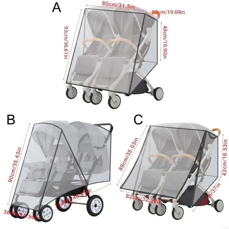 Universal Double Strollers Rain Cover Windproof Shield Case for Twin Baby A2UB