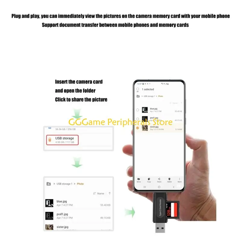 U55B Instants Access SDTF-kaartadapters USB2.0 128GB Computer Type C Telefoon Universeel
