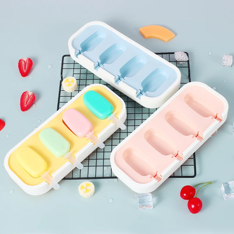 Healthy Cartoon Silicone Ice Cream Mold Easy Popsicle Mold Reusable Ice Cream Bar Pop Molds For DIY Making Summer Favorites Tool