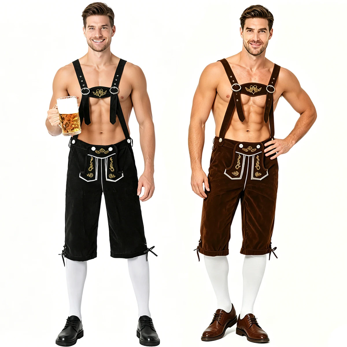 Traje Bávaro Alemán de Oktoberfest para Hombre, Lederhosen Tradicional con Tirantes para Festival de Cerveza, Ropa para Actuaciones en Escenario para Adultos