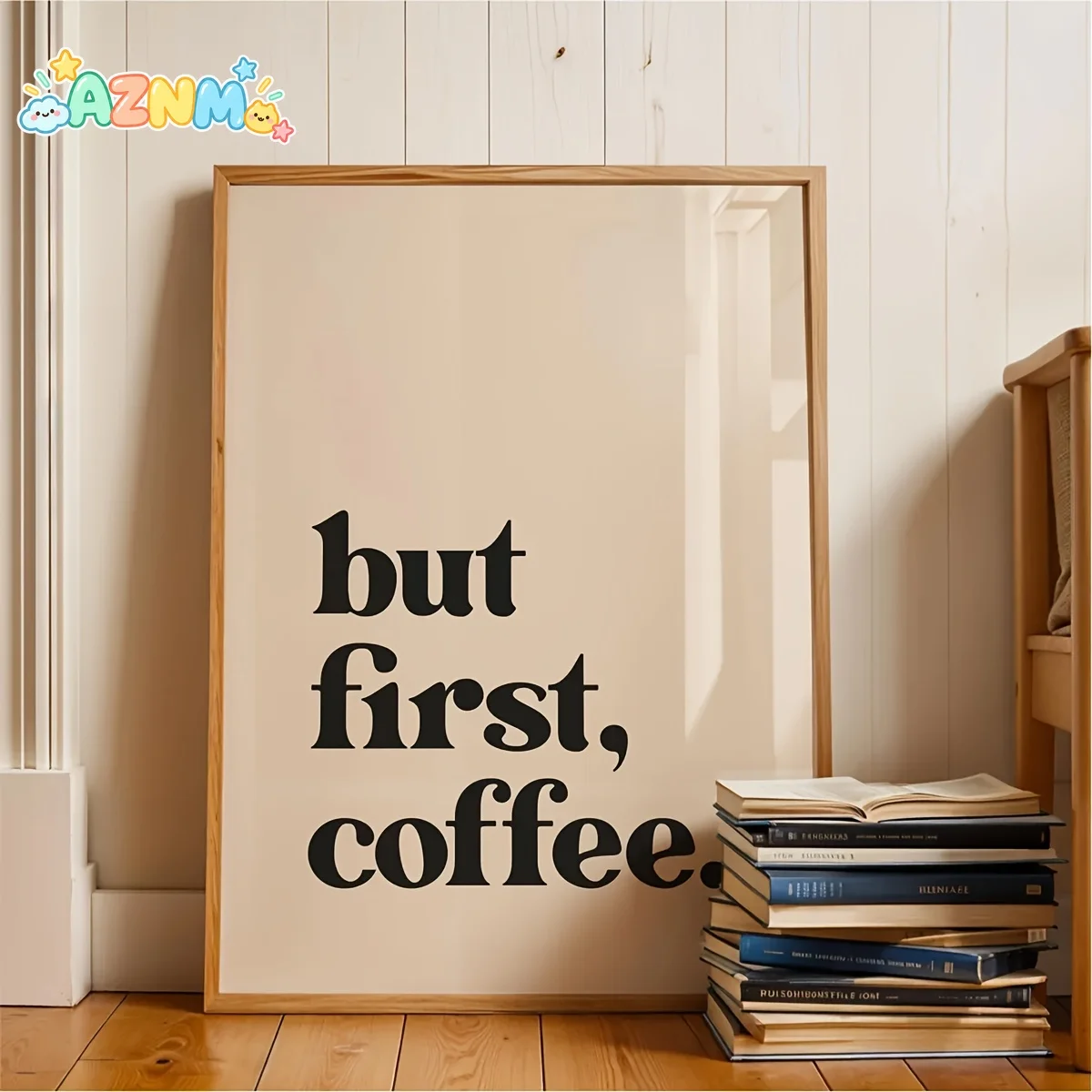 1pc/Set But First Coffee Wall Art Print, Home Decor for Kitchen and Coffee Corner, Coffee Sign and Poster, Beige Neutral Mini
