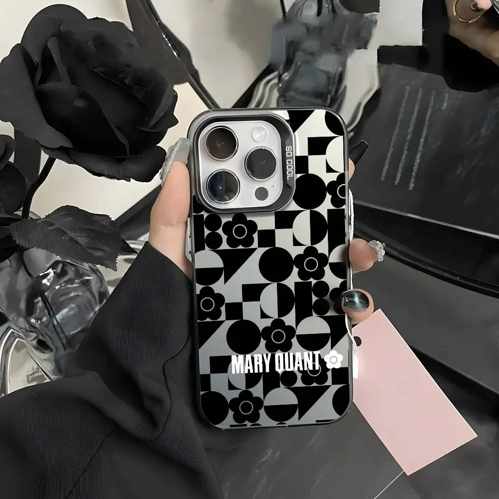 INS M-Mary Q-Quant جراب هاتف آيفون 17 16 15 14 13 12 11 برو ماكس الهواء متعدد الألوان ماتي ليزر معدني أورورا فوندا #4