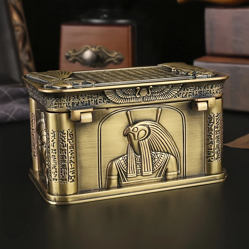 1pc Retro Style Treasure Chest, Creative Metal Mini Jewelry Box