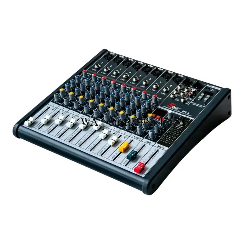 WMWMNU MT-8 MT Mixer Series Active 8-Channel Analog Line Array System +48V Power XLR/USB Inputs Stereo/Mono Metal Chassis USB