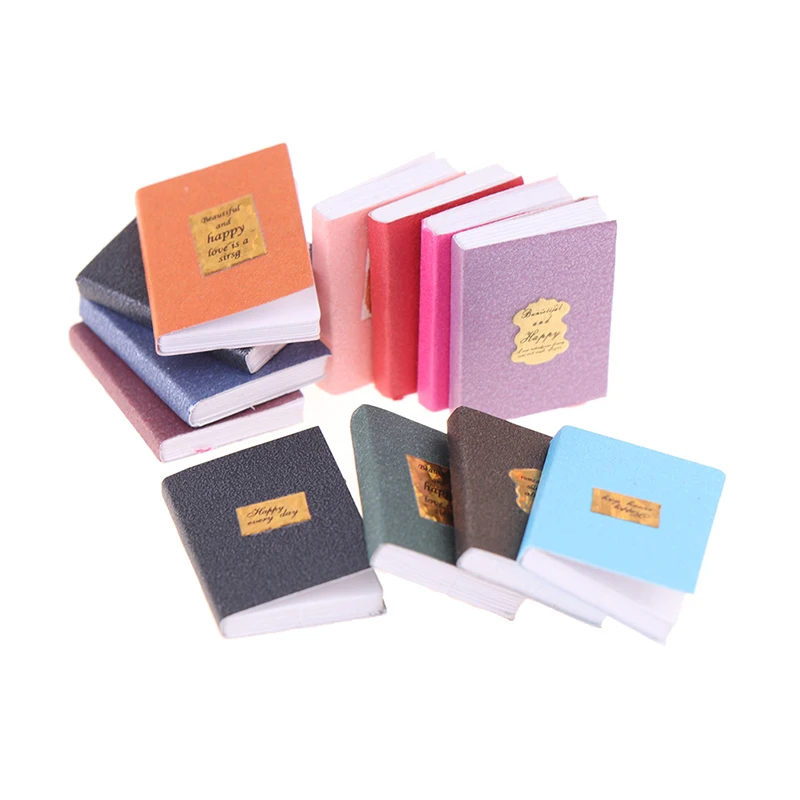 12Pcs/set 1:12 Dollhouse Miniature Book Model Notebook Doll House Study Decor Gift Paper Book Mini