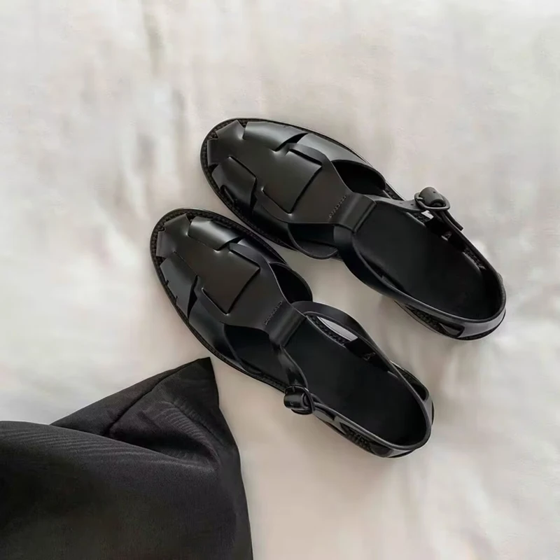 

Roman Sle Women's Sandals 2025 New Retro Versatile Flat Woven Small Casual Head And Heel Slippers Comfortable Low Heel