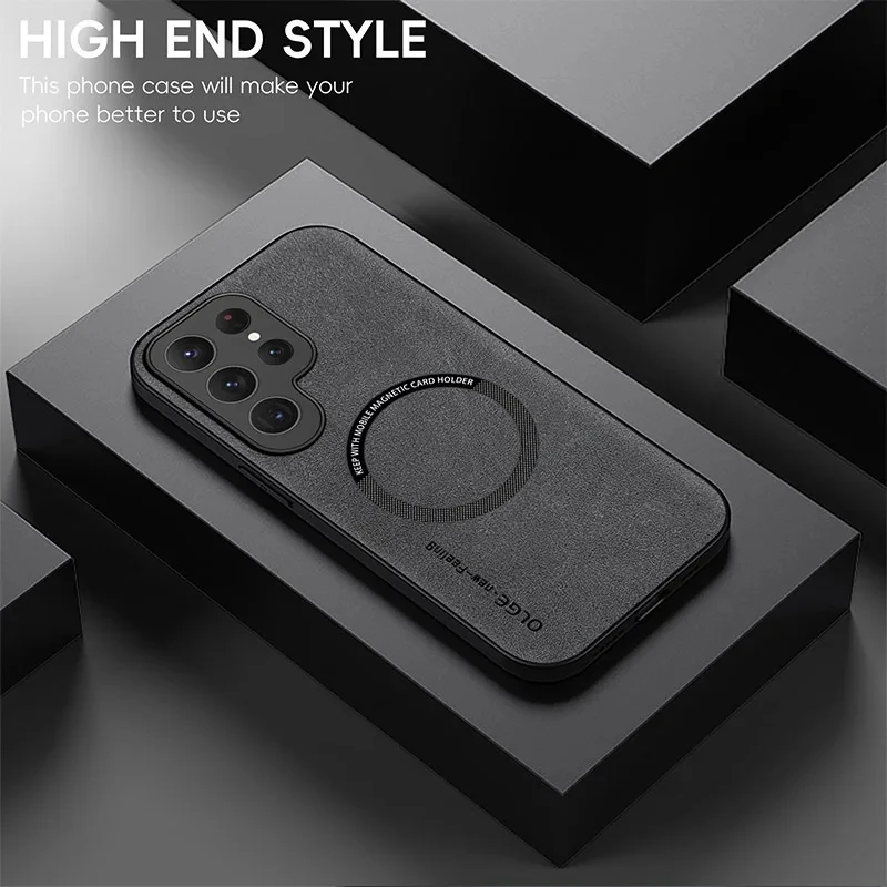 

Magnetic Leather Luxury Case For Samsung Galaxy S24 S22 S23 S24 Ultra S21 FE Plus For Magsafe Wireless Charge Shockproof Cover