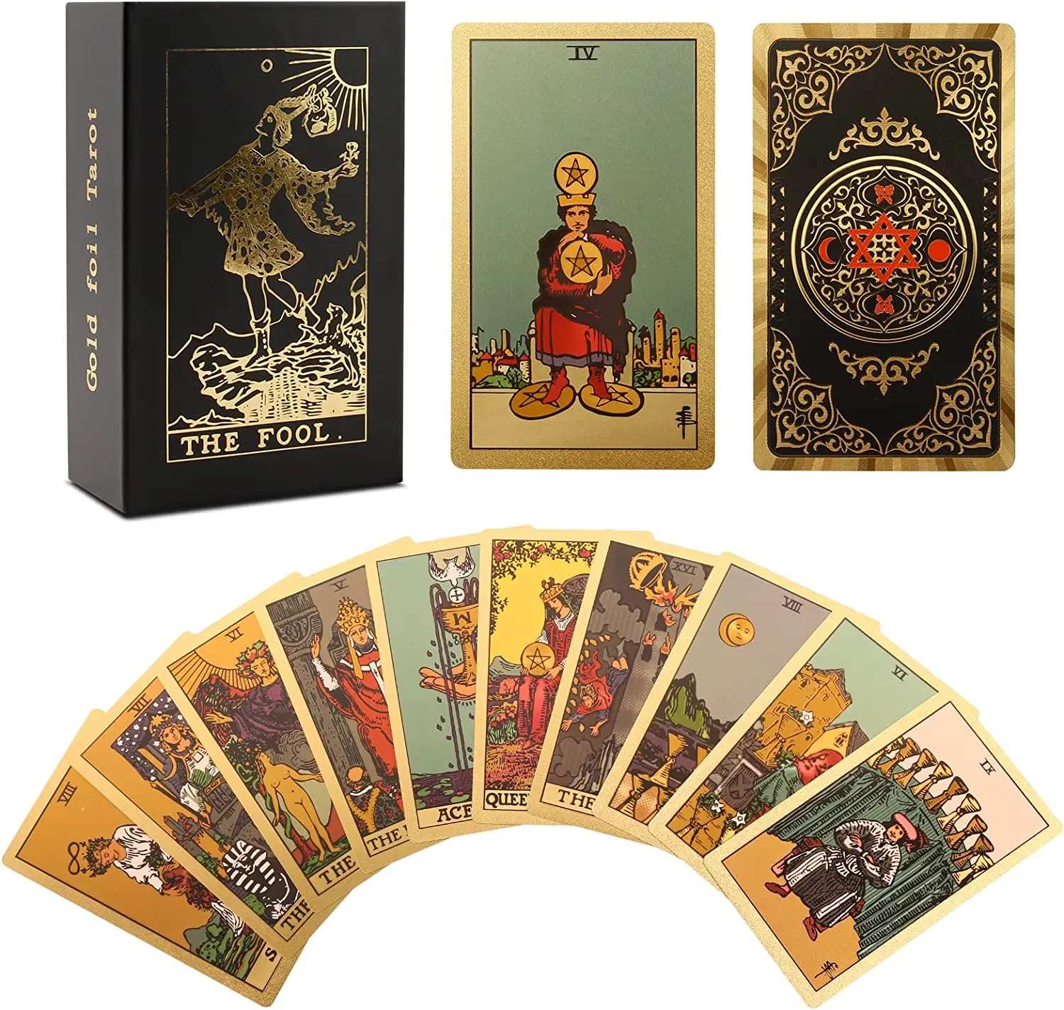 Original Tarot Cards Deck with Guidebook Divination Classic Artwork,78 Traditional Tarot Decks Durable for Beginners to Advanced