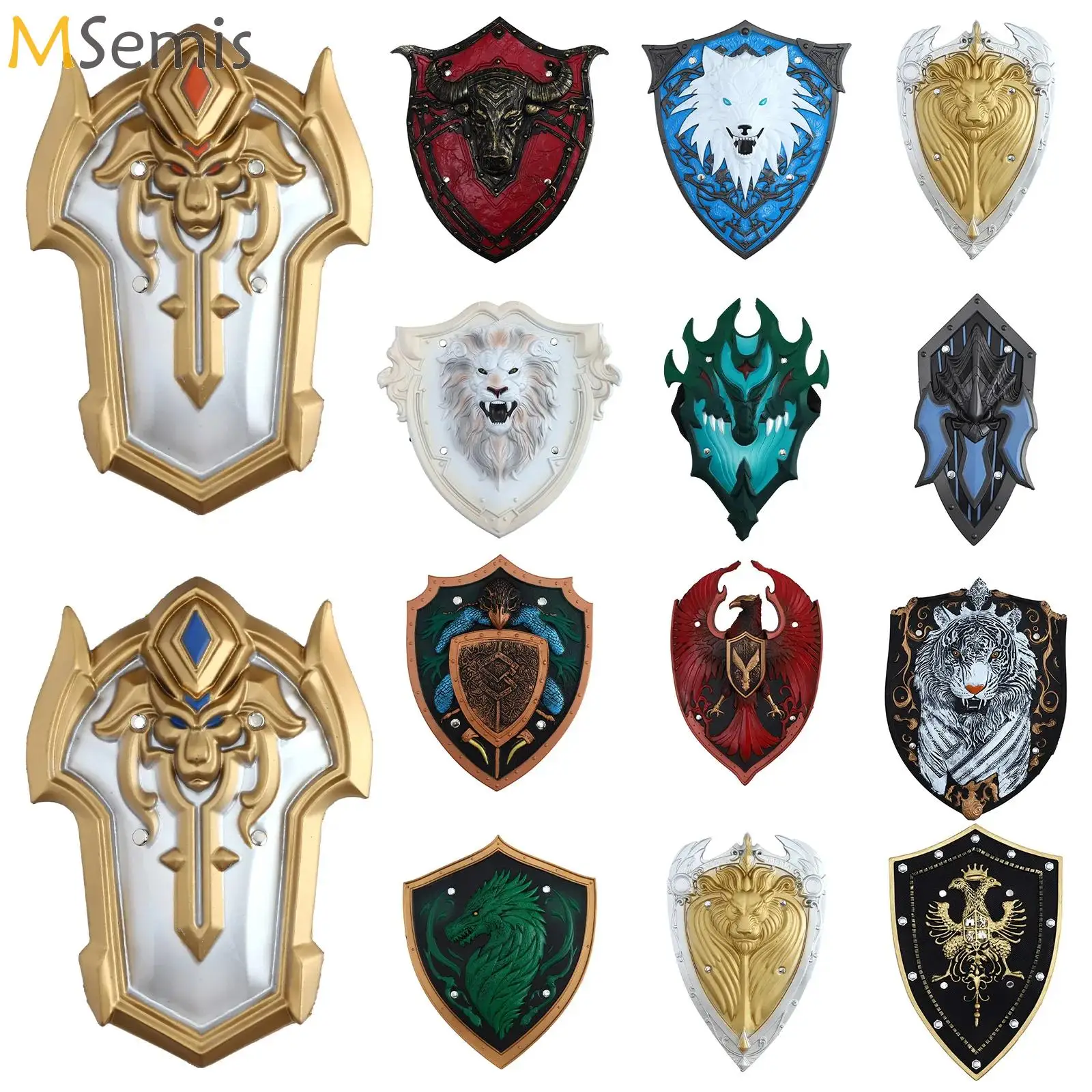 Vintage Medieval Cosplay Shield for Children Retro Warrior Royal Arm Guard Shield Kids Halloween Carnival Party Props Gift