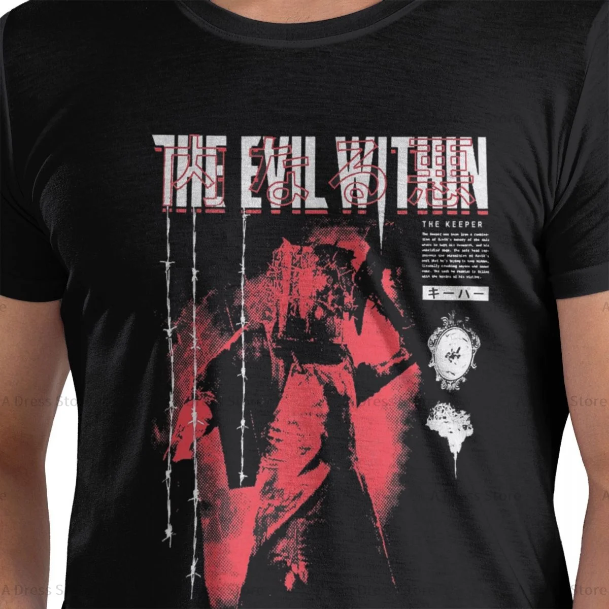 The Keeper Evil Within Men's round neck Oversized T-shirt,Men's summer Vintage Casual Cotton Tee Shirt Gift