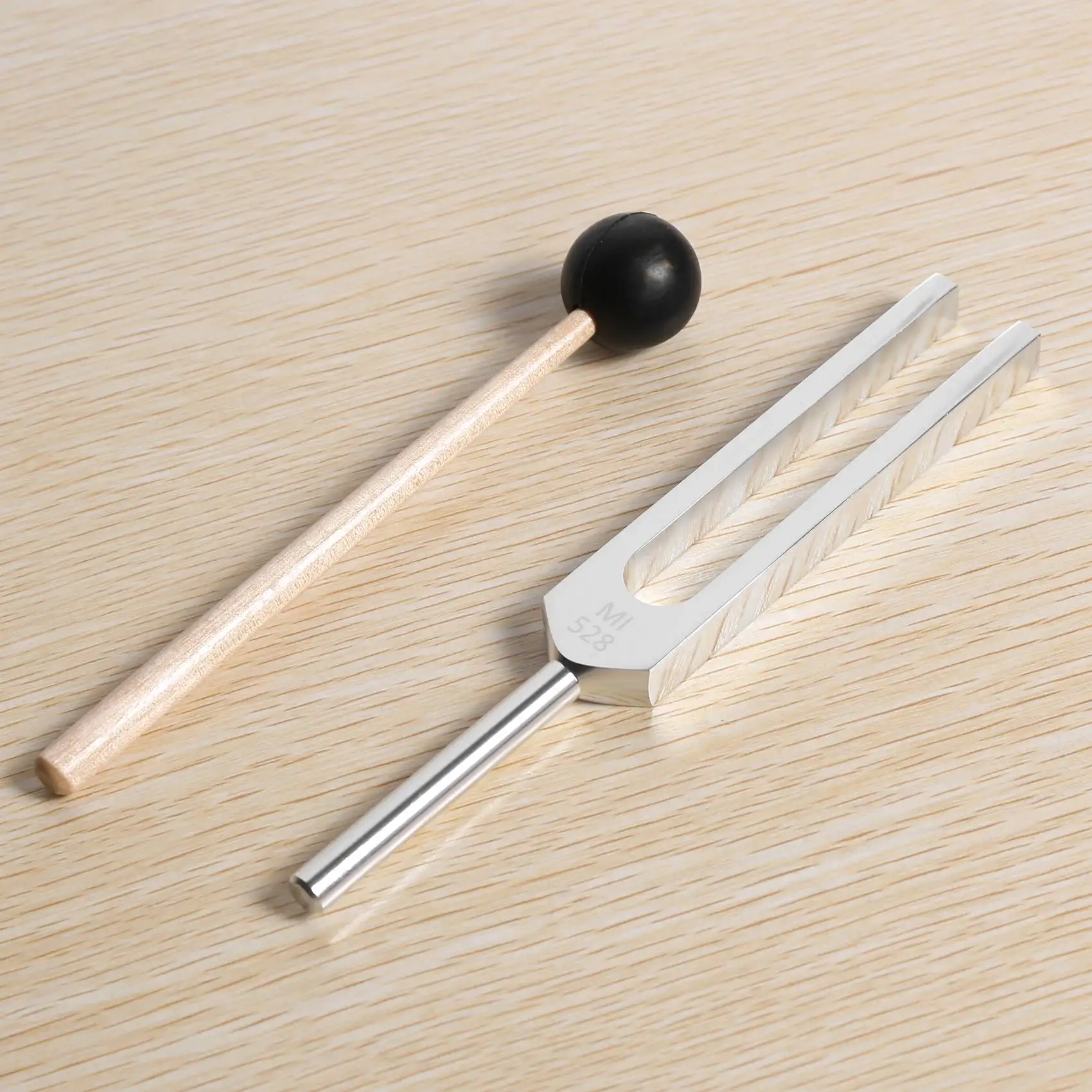 

H-W Aluminum Alloy + Wood Tuning Fork Chakra Hammer Ball Diagnostic 528HZ With Mallet Set Nervous System Testing Tuning Fork Hea