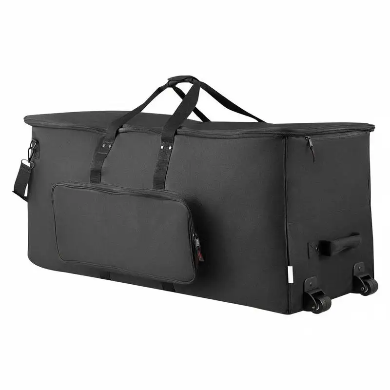 Bolsa para batería electrónica, 600D, bolsa acolchada para batería con ruedas, interior grande de 36,2 x 16,5 x 16,1 pulgadas, estuche de viaje ligero con divisores desmontables, múltiples bolsillos, para baterías eléctricas, negro
