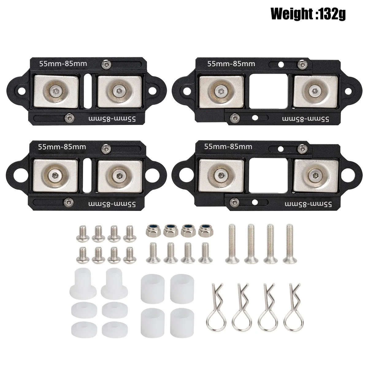 4 pces 55-85mm ímã ajustável corpo postes invisível magnético carro escudo montagem para 1/10 rc rastreador axial scx10 trx4 TRX-6