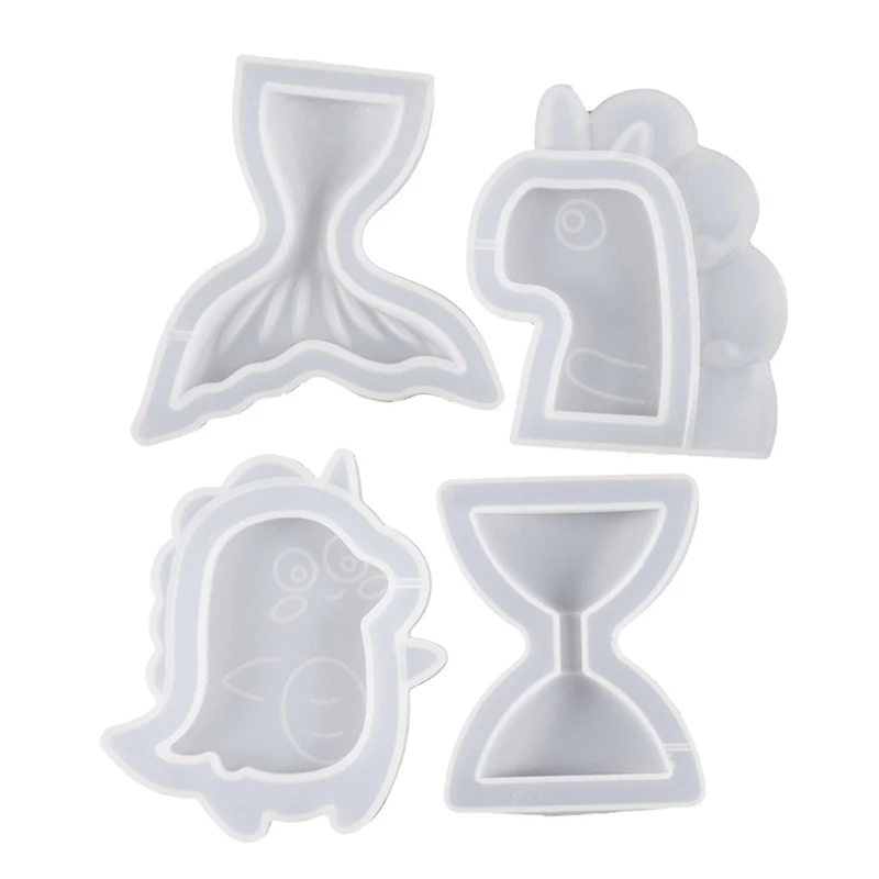 Hourglass Dinosaur Resin Casting Mold for Handmade Jewelry Silicone Pendant Molds DIY Keychain Earring Charm Epoxy Mould