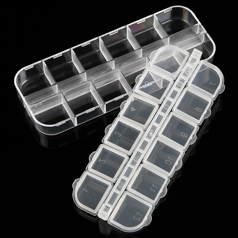 Portable Transparent Nail Art Storage Box Jewelry Beads Gems False Tip Container Empty Nails Rhinestones Holder Case Organizer