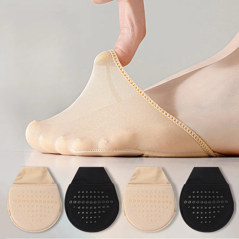 Frauen Einfarbig Vorfuß Pads Unsichtbare Atmungsaktive Weiche Halbe Füße Socken Anti-slip Anti-chafing High Heels Fuß Schutz Pads