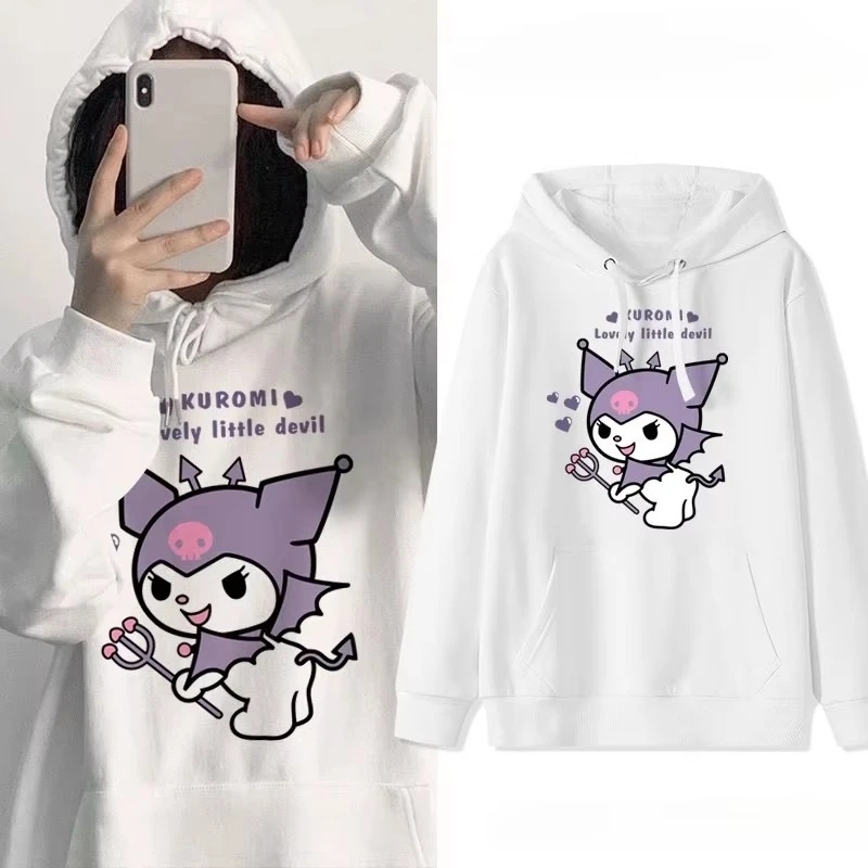 

MINISO collaborates with Sanrio Kuromi to create a loose, cartoonish, multi-functional, casual and cute girl campus sweatshirt