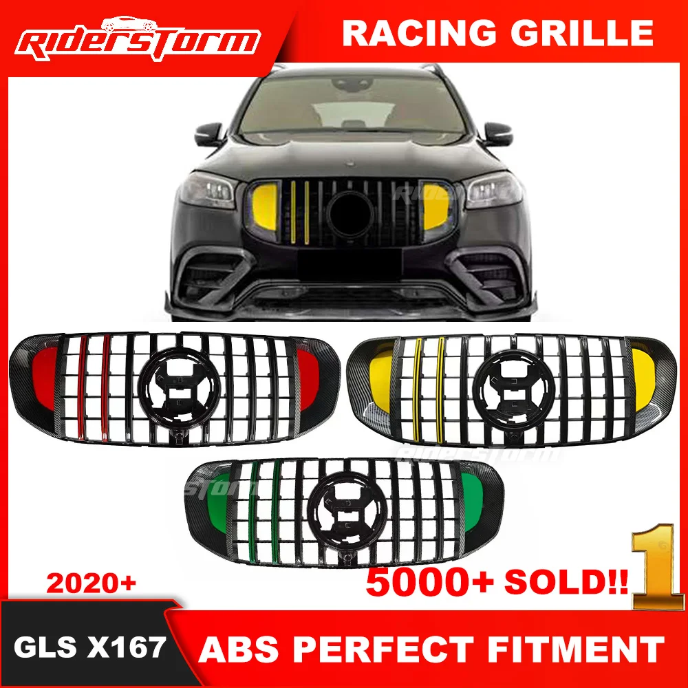 

Year 2020+ Front Bumper Grille For Merced GLS Class X167 Grille Colorful GT Style Grille For GLS Class GLS400 GLS450 X167 Grille