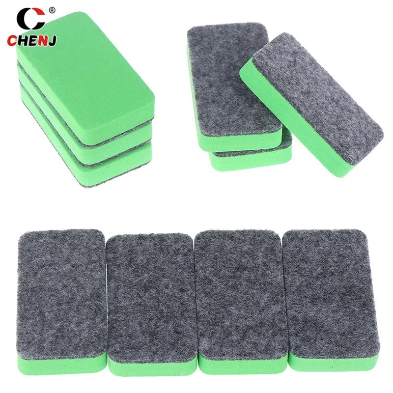 10Pcs Green+Black Mini Felt Cloth Whiteboard Dry Eraser Erase Pen Board Kid Marker School Office Home Accessories