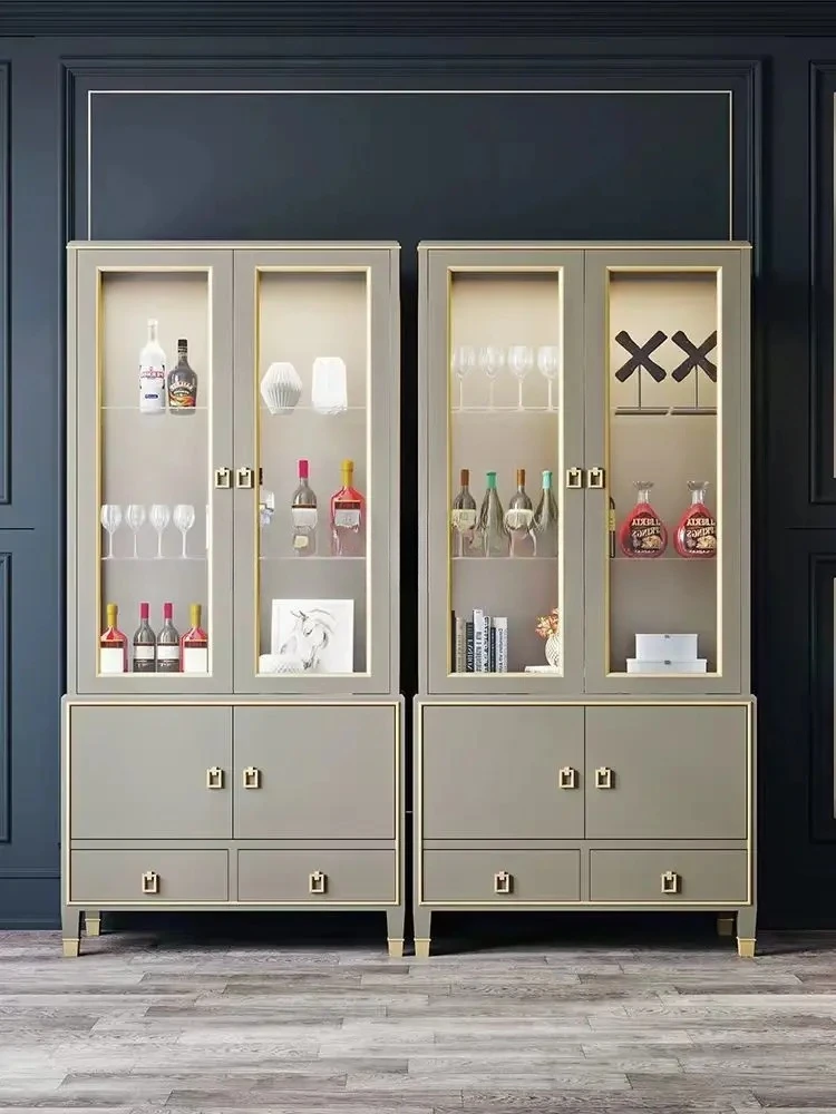 FG Glass Wine Cabinet Living Room Sideboard High-end Display Storage Cabinet Bookshelf Integrated