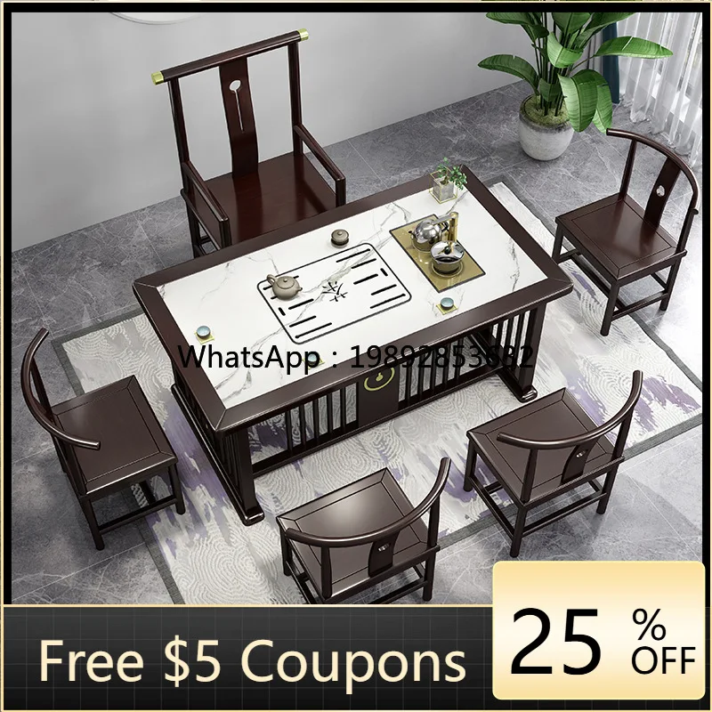 

AB Solid Wood Tea Table Set Integrated Office Home Kung Fu and Chair Set New Chinese Style Tea Brewing Table Set