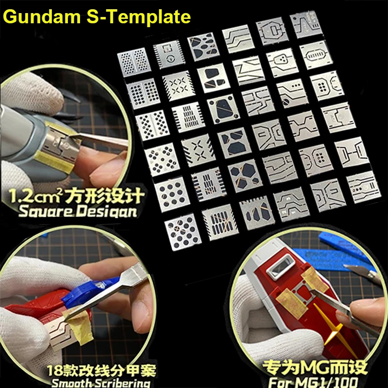 1/100 MG Mecha Detail Modification Tool Basic Auxiliary Pre-set Cutting Scheme Scribering 36 IN 1