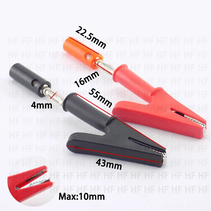 4mm Banana Plug Probe Test Electric Black Red Color Cable Alligator Clip Alligator Socket Insulated DIY Clips A3