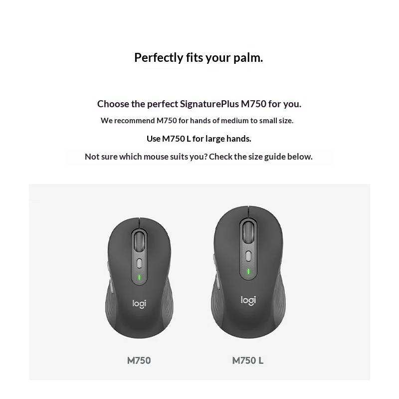 لوجيتك M750 ماوس لاسلكي تصميم مريح متعدد الأجهزة بلوتوث و2.4 جيجا هرتز نقرة صامتة للمكتب والمنزل والكمبيوتر المحمول