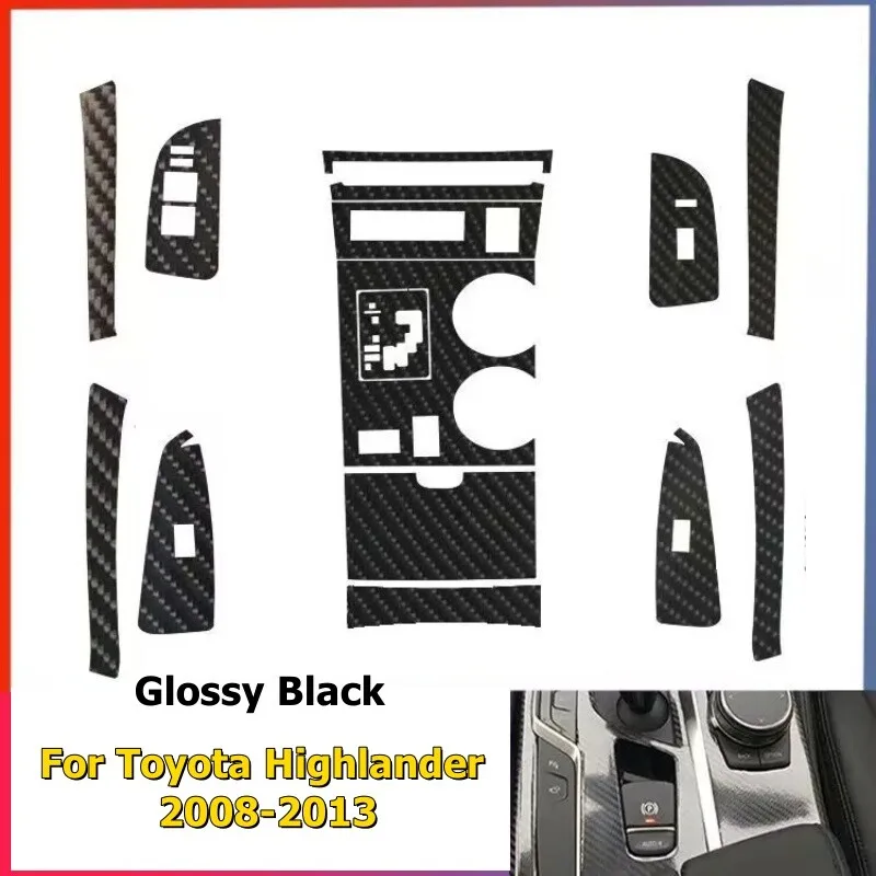 

Glossy Carbon FIber Interior Stickers Trim Decals For Toyota Highlander 08-13