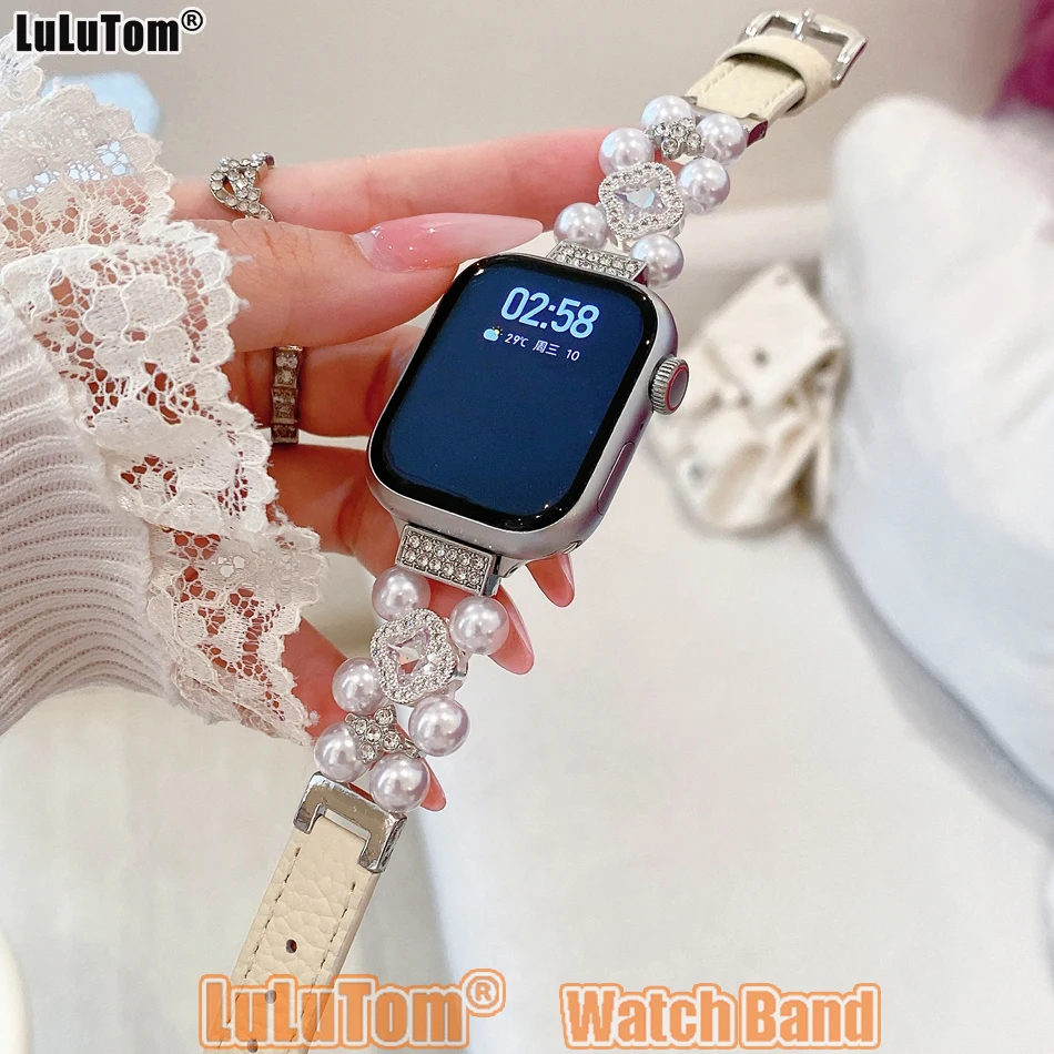 سوار جلدي بنقشة أوراق البرسيم لساعة Apple Iwatch Series 11 10 9 8 7 6 5 4 3 2 SE Ultra 38 مم 40 مم 41 مم 42 مم 44 مم 45 مم 46 مم 49 مم