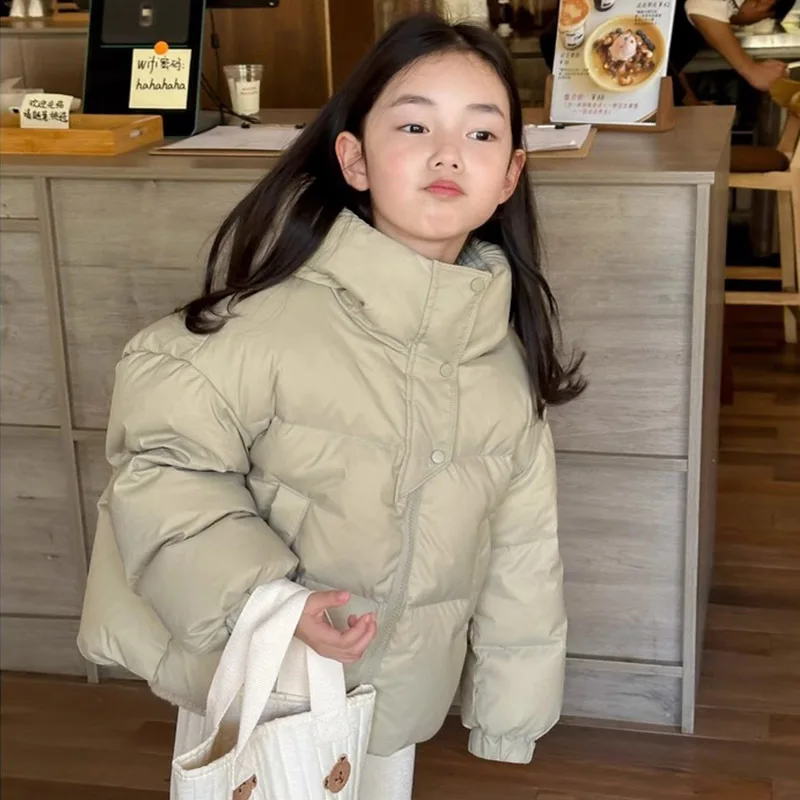 2024 UNITIM Winter Kids Girls Down Jackets Warm Thick Solid High Neck Children Girls Bread Coat 2-10 Years Girls Parkas Outfits