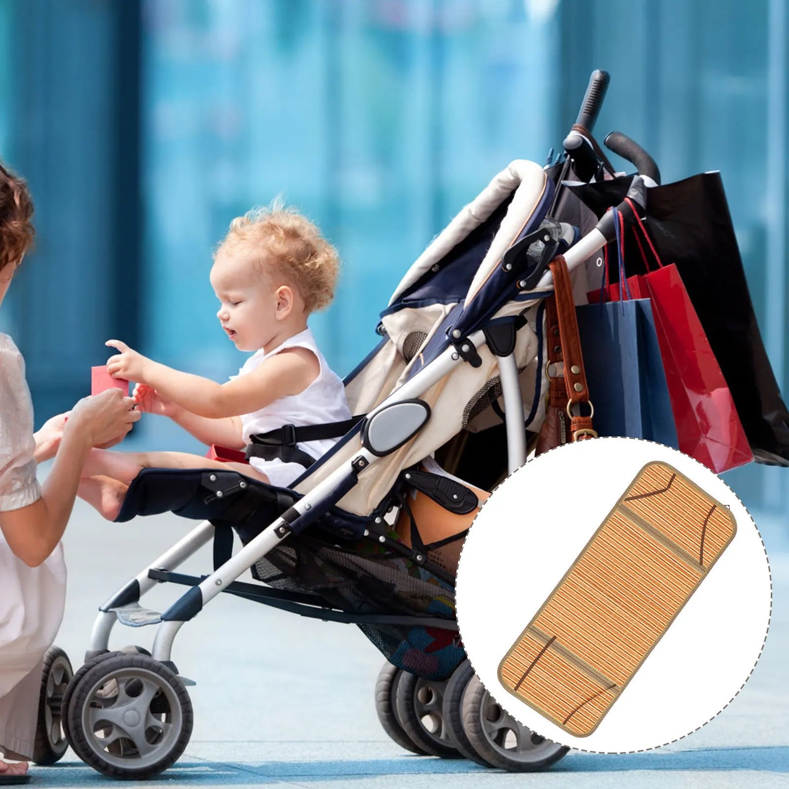 

Многоразовый двусторонний охлаждающий коврик для детской коляски из бамбука, удобная летняя подушка для сиденья, для использования в коляске